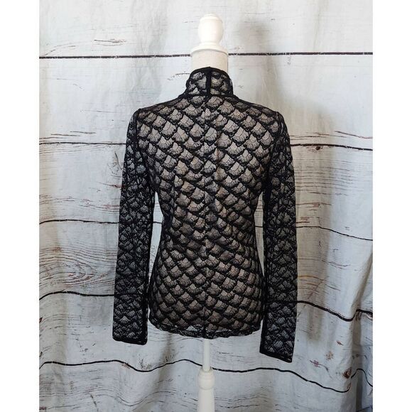 Diane vonFurstenberg Surya High Neck Lace Top Size 10 - Picture 3 of 7